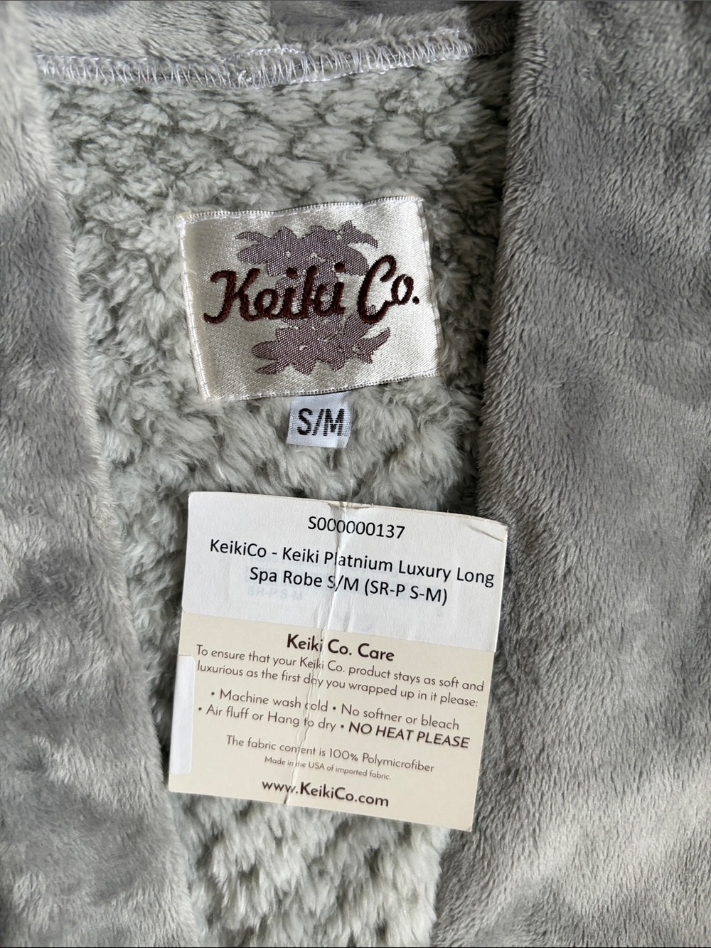 Keiki Co. Robe Luxury Long Spa Robe Color Platinum size Small Medium - Picture 14 of 15